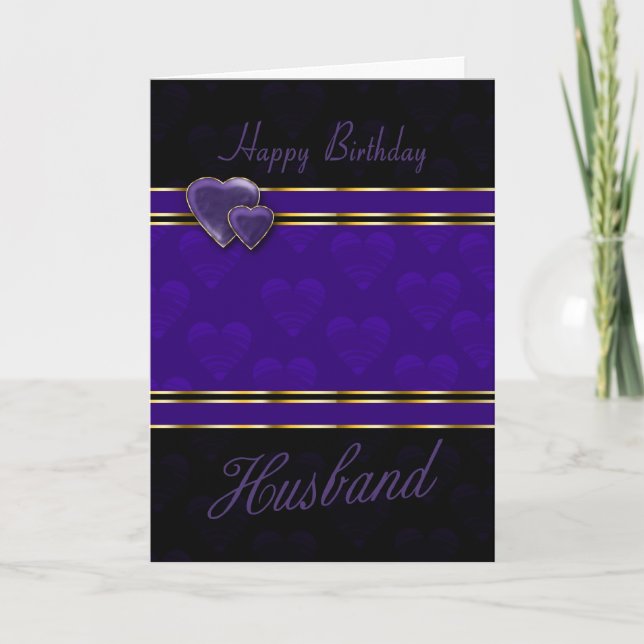 husband birthday card modern design, purple and bl (Front)