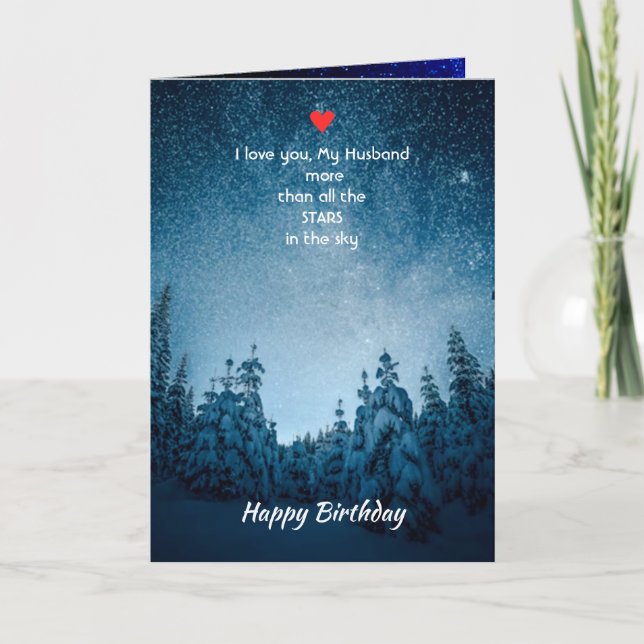 Husband Birthday Love you more than all Stars Holiday Card (Front)