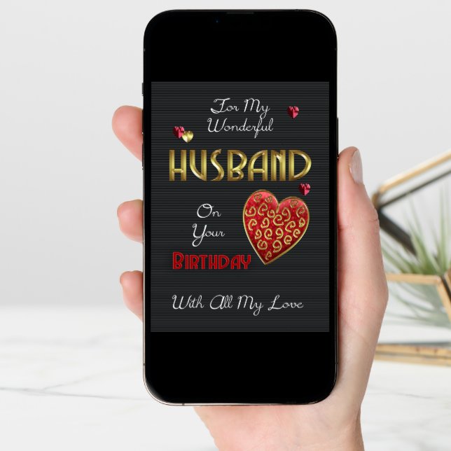 Husband, Birthday With Gold Effect Card (Front Digital)