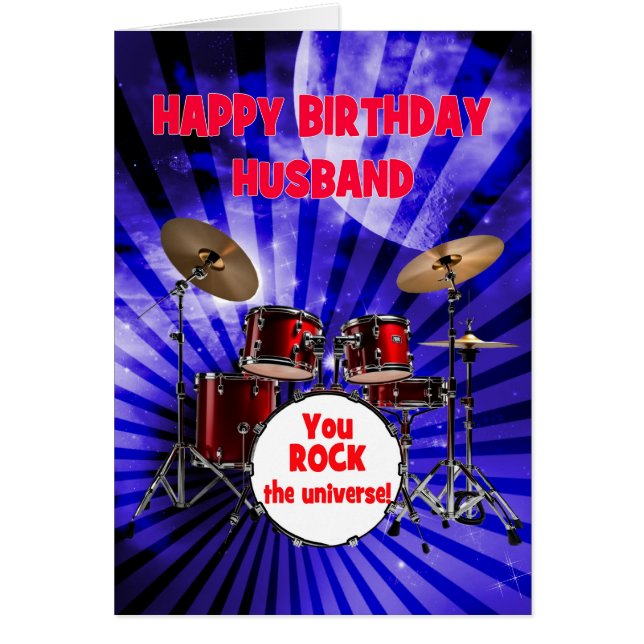 Husband Birthday You Rock Drums Cards (Front)