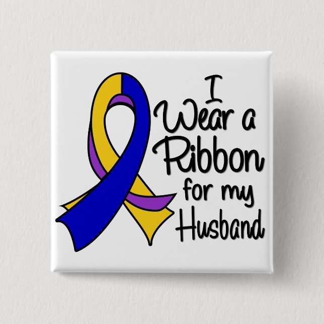 Husband - Bladder Cancer Ribbon Button (Front)