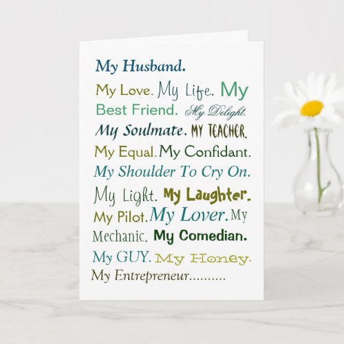 Husband Card sweetheart card lover card