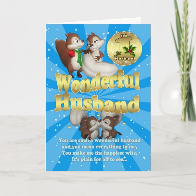 Husband Christmas Card - Love Squirrels (Front)
