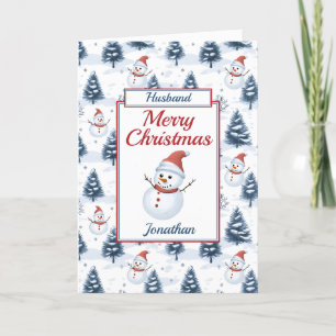 Husband Christmas Snowman Holiday Card