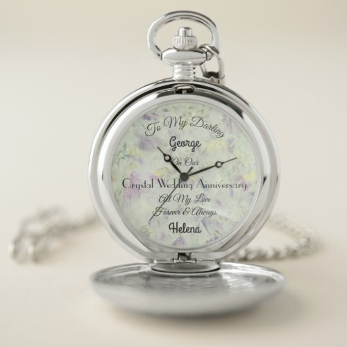 Husband Crystal Wedding Anniversary Pocket Watch