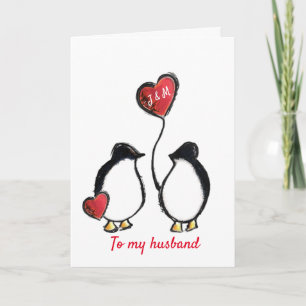 husband cute penguin Christmas Card