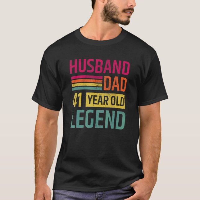 Husband Dad 41 Year Old Legend Men's  Birthday T-Shirt (Front)