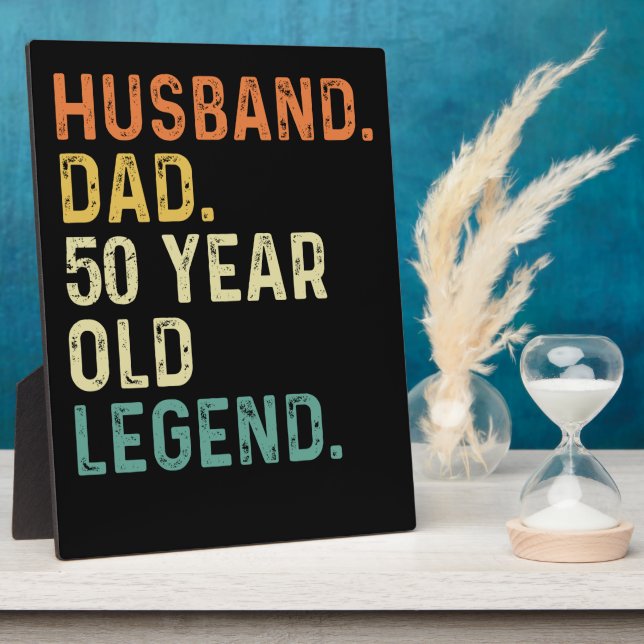 Husband dad 50 Year old legend 50th birthday gift Plaque (Side)
