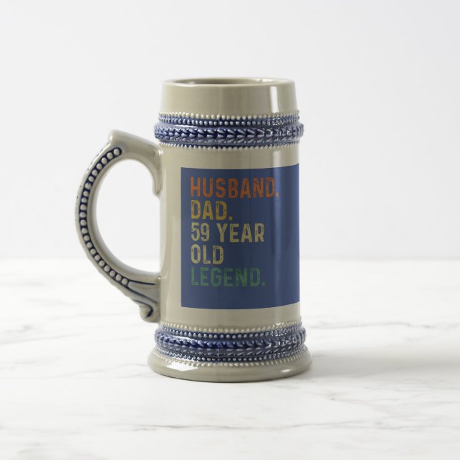 Husband dad 59 Year old legend 59th birthday gifts Beer Stein (Left)