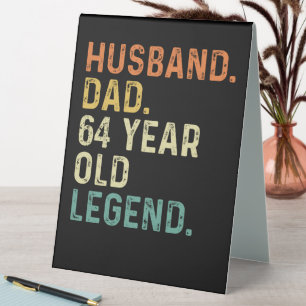 Husband dad 64 year old legend 64th birthday men table tent