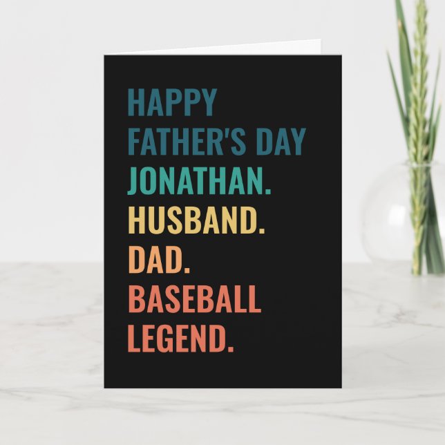Husband Dad Baseball Legend Custom Father's Day Holiday Card (Front)