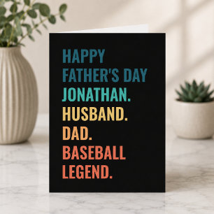 Husband Dad Baseball Legend Custom Father's Day Holiday Card