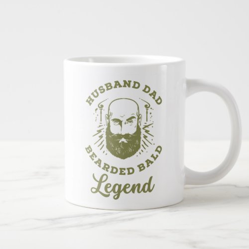 Husband Dad Bearded Bald Legend For Bald Lover Giant Coffee Mug