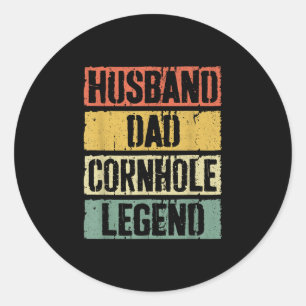 Husband Dad Cornhole Legend Classic Round Sticker