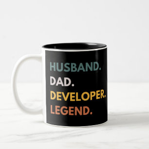 Husband Dad Developer Legend Funny Programmers Two-Tone Coffee Mug