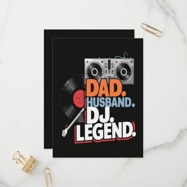Husband Dad DJ Legend Invitation Postcard (Front/Back In Situ)