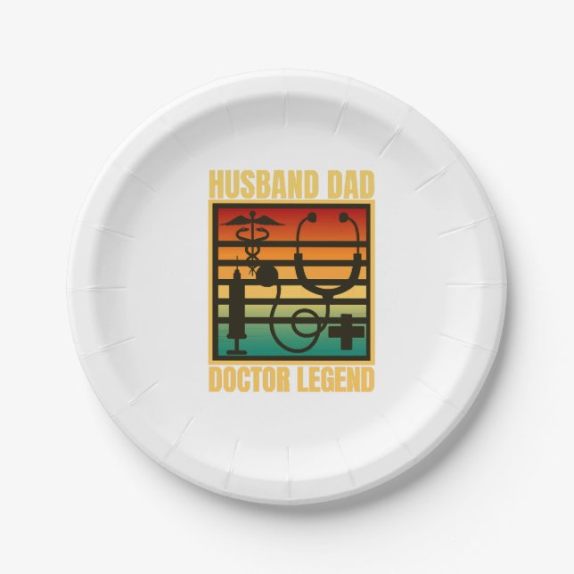 Husband Dad Doctor Legend Paper Plates (Front)