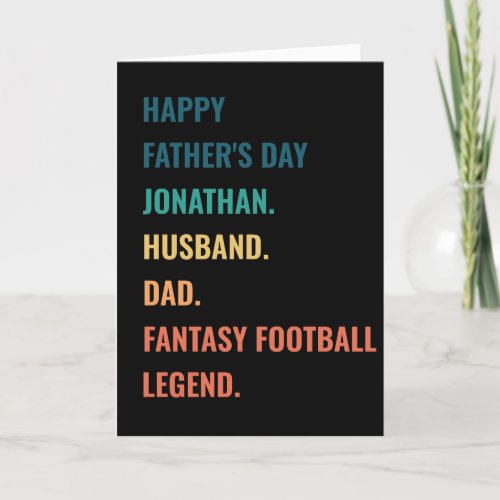 Husband Dad Fantasy Football Legend Fathers Day Holiday Card
