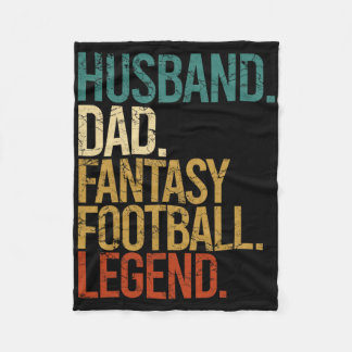 Husband Dad Fantasy Football Legend Funny Men Retr Fleece Blanket