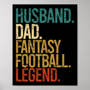 Husband Dad Fantasy Football Legend Funny Men Retr Poster
