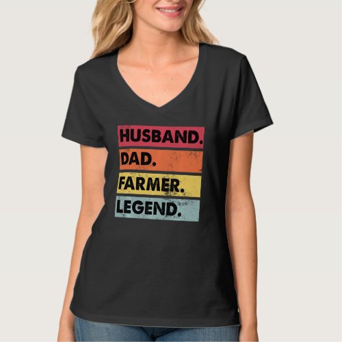 Husband Dad Farmer Legend Funny Farming Farm Owner T_Shirt