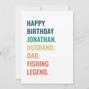 Husband Dad Fishing Legend Custom Name Birthday Card