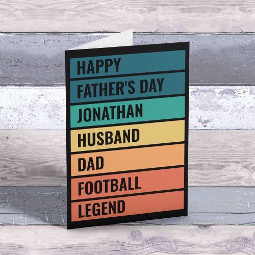 Husband Dad Football Legend Retro Fathers Day  Holiday Card