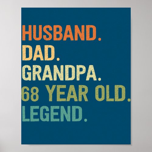 Husband dad grandpa 68 year old 68th birthday poster