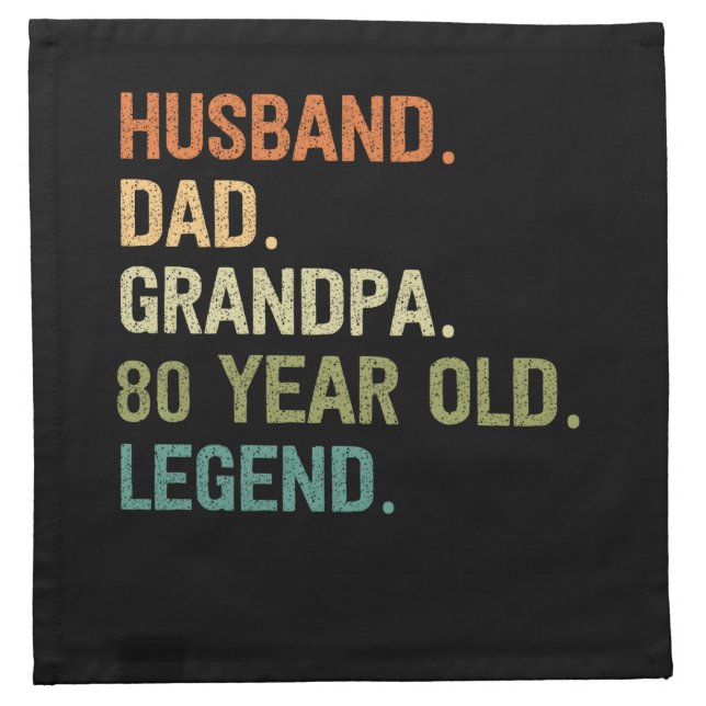Husband dad grandpa 80 year old 80th birthday gift cloth napkin (Front)