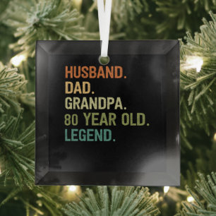 Husband dad grandpa 80 year old 80th birthday gift glass ornament