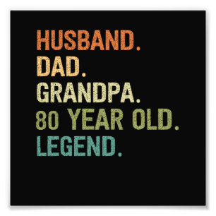 Husband dad grandpa 80 year old 80th birthday gift photo print