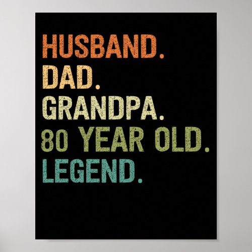 Husband dad grandpa 80 year old 80th birthday gift poster