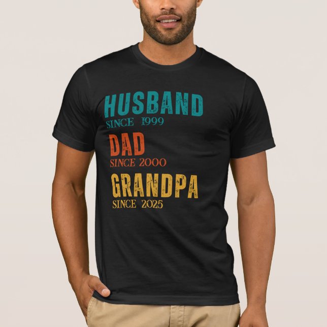Husband Dad Grandpa Personalized Since Years Retro T-Shirt (Front)