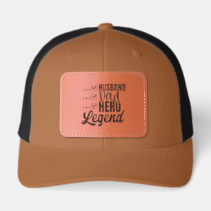 Husband Dad Hero Leather Patch Hat