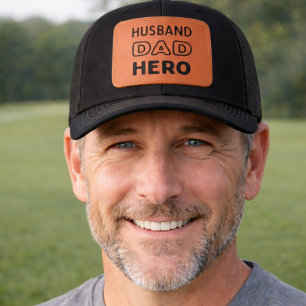 Husband Dad Hero Leather Patch Hat