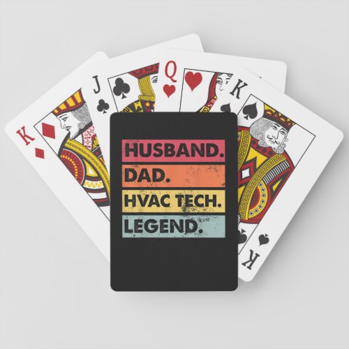 Husband Dad HVAC Tech Legend Funny HVAC Technician Poker Cards