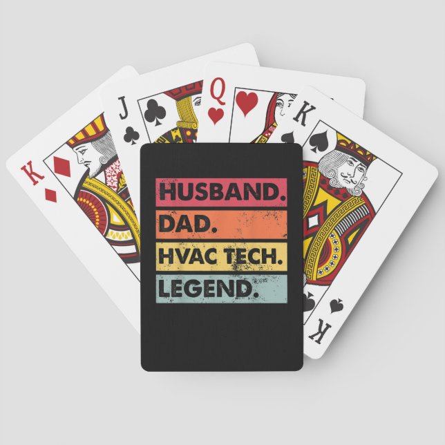 Husband Dad HVAC Tech Legend Funny HVAC Technician Poker Cards (Back)