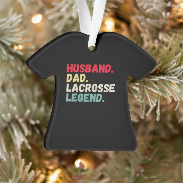 Husband dad lacrosse legend retro black Christmas Ornament (Tree)