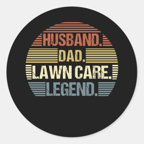 Husband Dad Lawn Care Legend Mowing Vintage Retro Classic Round Sticker