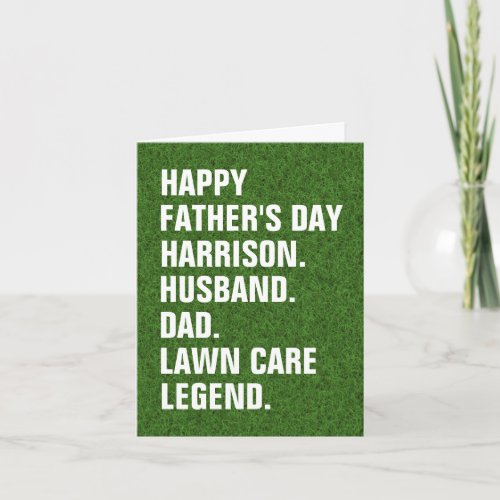 Husband Dad_Name Lawn Care Legend Fun Fathers Day  Card