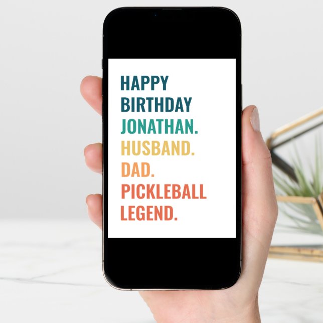 Husband Dad Pickleball Legend Custom Name Birthday Card (Front Digital)