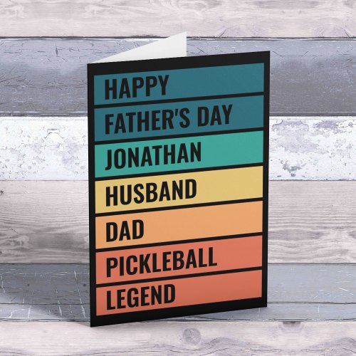 Husband Dad Pickleball Legend Retro Fathers Day  Holiday Card