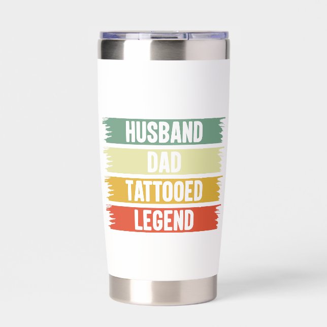 Husband Dad Tattooed Legend Water Bottle  Insulated Tumbler (Front)