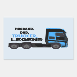 Husband Dad Trucker Legend Funny Rectangular Sticker