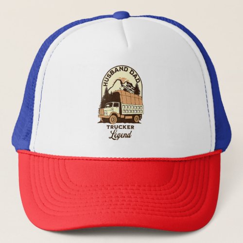 Husband Dad Trucker Legend _ Funny Trucker idea    Trucker Hat