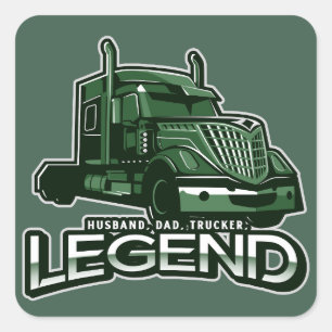 Husband Dad Trucker Legend Super Truck Square Sticker