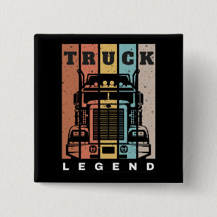 Husband Dad Trucker Legend Truck Button