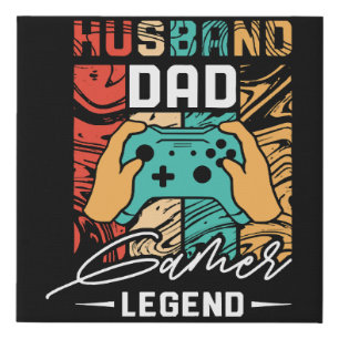 Husband Dad Video Game Legend Faux Canvas Print