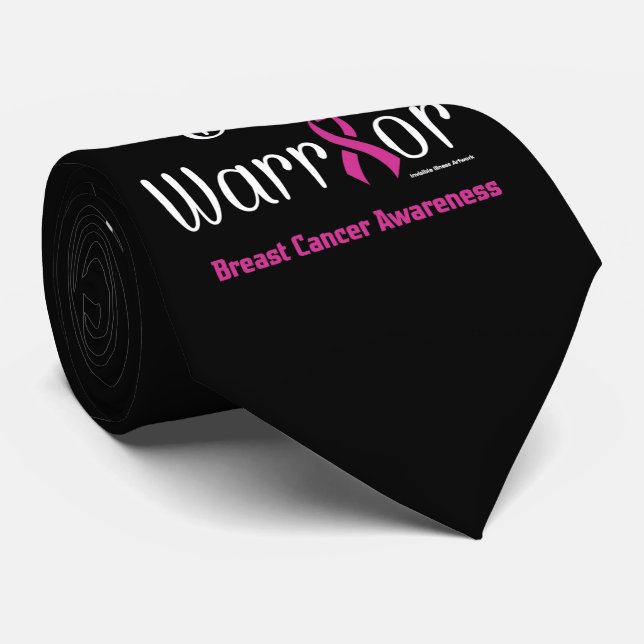 Husband Dad Warrior...Breast Cancer Neck Tie (Rolled)