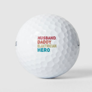 Husband daddy Electrician hero Funny Retro Gift Golf Balls